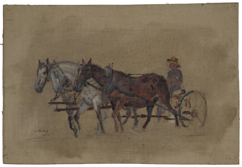 Farmer and Plow with Three-Horse Hitch, Study for Dakota