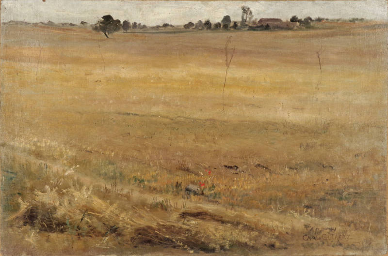 Wheatfield with Distant Farmhouse, Study for The Gleaners