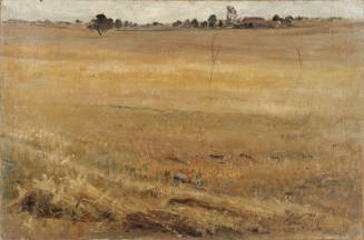 Wheatfield with Distant Farmhouse, Study for The Gleaners