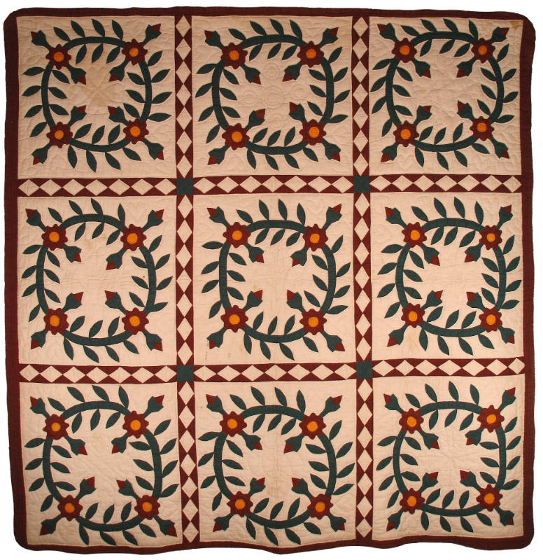 Quilt, Rose Wreath Pattern