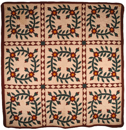 Quilt, Rose Wreath Pattern