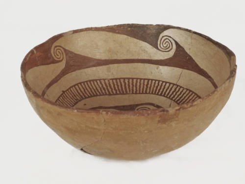 Three Circle Red-On-White Bowl