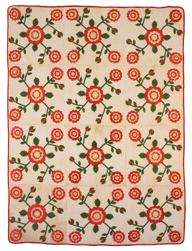 Quilt, Whig Rose Pattern