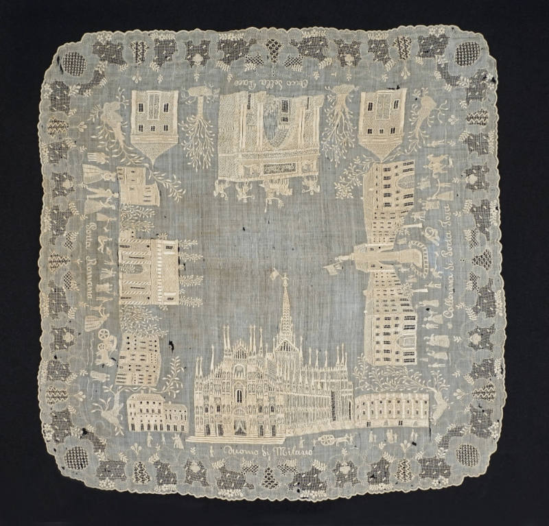 Handkerchief with Illustrations of Italian Architectural Sites
