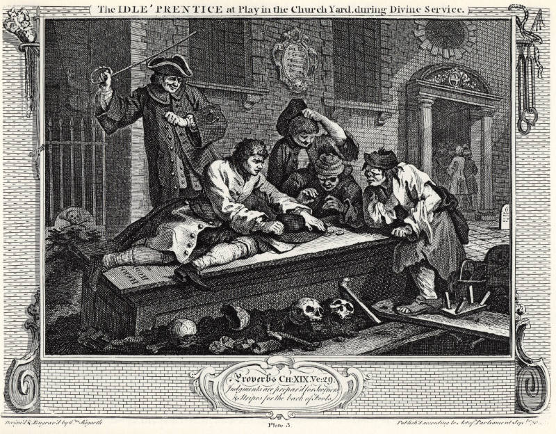 The Idle 'Prentice at Play in the Church during Divine Service and The Industrious 'Prentice a Favourite, and Entrusted by his Master