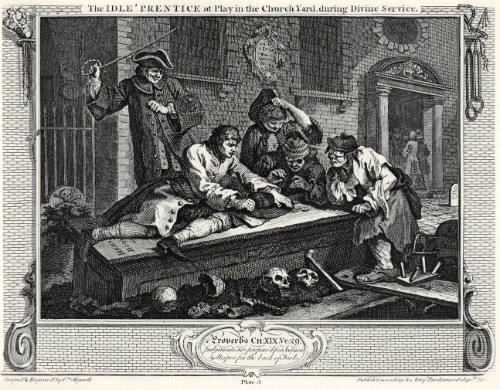 The Idle 'Prentice at Play in the Church during Divine Service and The Industrious 'Prentice a Favourite, and Entrusted by his Master